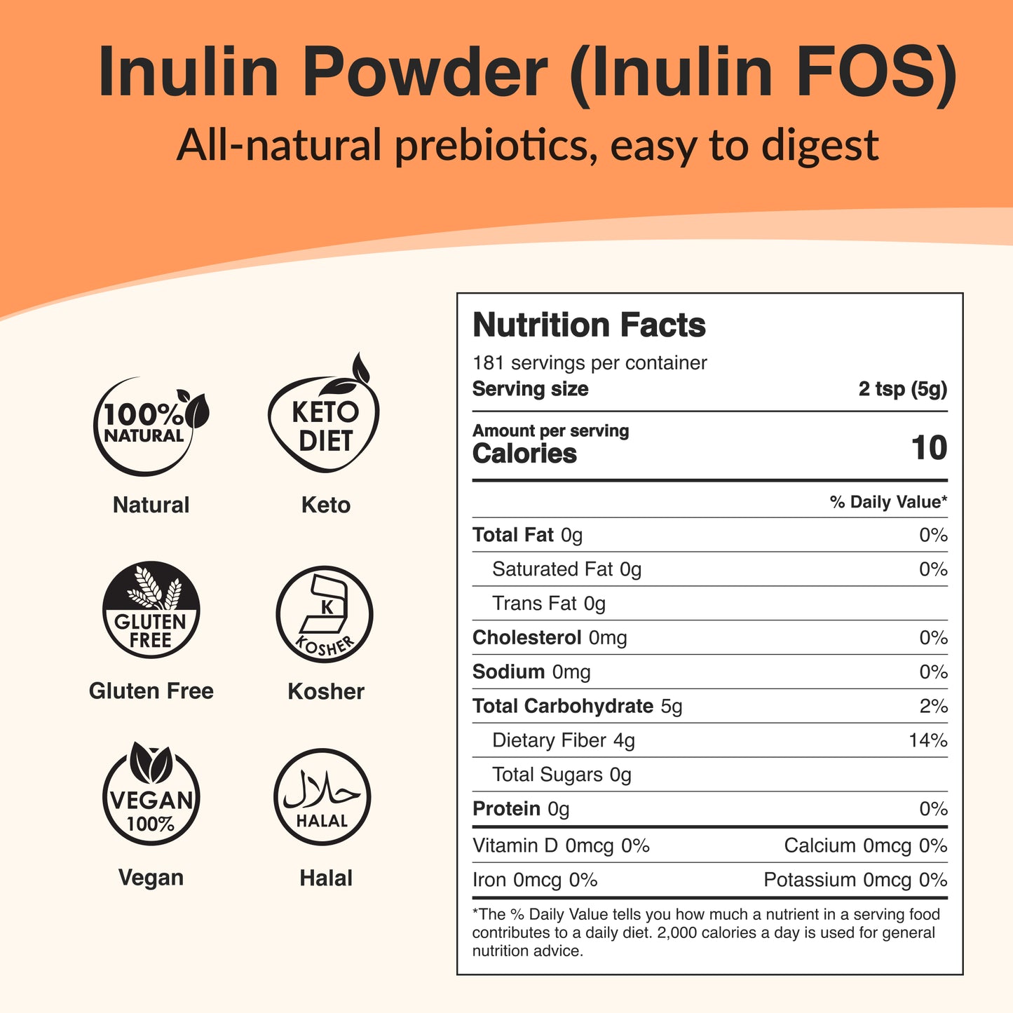 Pure Inulin FOS Powder 2lb